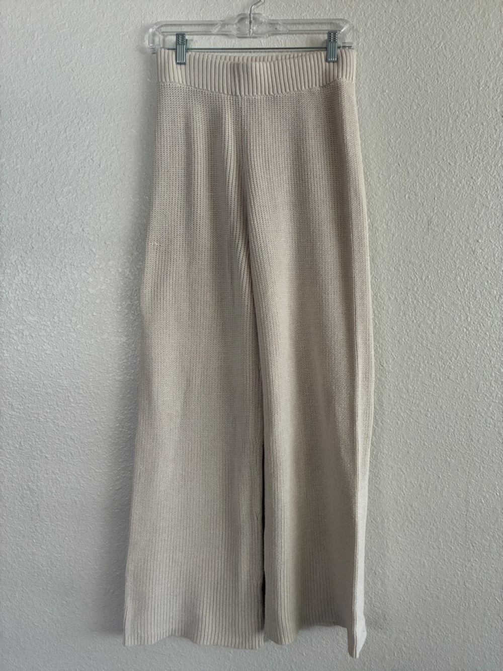 Blu Pepper Beige Knit Wide-Leg Pants